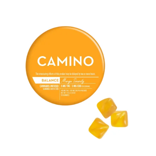 Camino Mango Serenity 1:1 gummies 100mg edible product photo at Theo Dispensary Franklin Park NJ