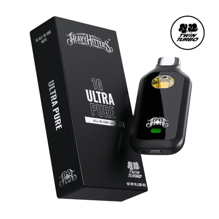 Heavy Hitters Ultra Pure all-in-one cannabis vape device with black packaging at Theo