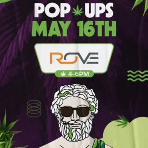 Theo Cannabis pop-up event May 16 featuring Rove vape brand from 4 to 6 PM at Franklin Park NJ dispensary