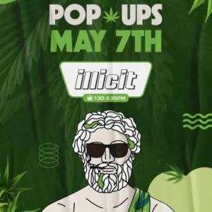 Theo Cannabis pop-up event May 7 featuring Illicit cannabis brand from 1:30 to 3:30 PM at Franklin Park NJ dispensary