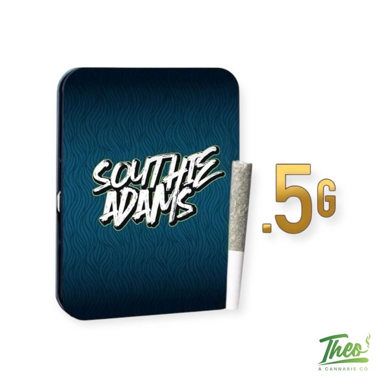 Southie Adams Cherbet 4-pack pre-roll cannabis tin with 0.5g hybrid pre-rolls available at Theo Cannabis Co.