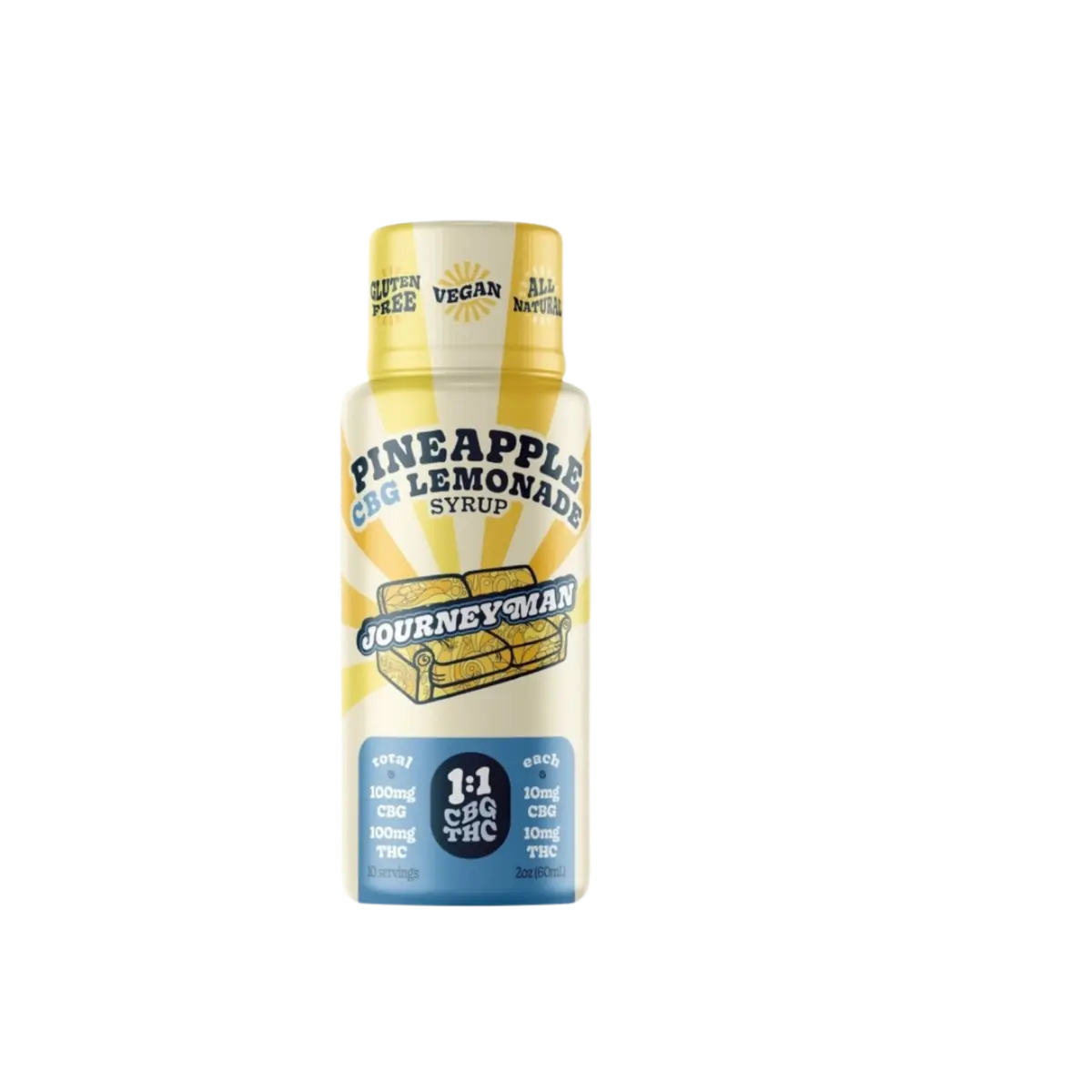 Journeyman Pineapple CBG Lemonade Syrup, 1:1 CBG:THC infused offered by Theo Cannabis NJ