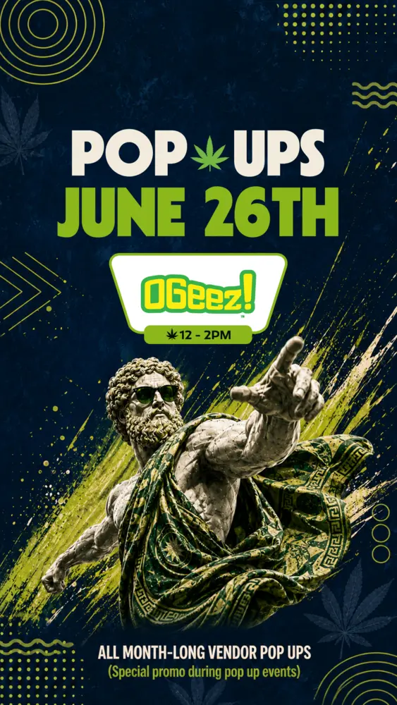 Theo pop-up event featuring OGeez on June 26th with Theo's mascot in the background