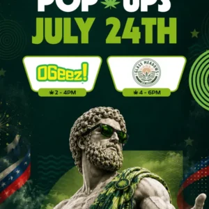 Double pop-up at Theo Cannabis Franklin Park NJ: OGeez! 2 to 4 PM and Glass Meadows 4 to 6 PM on July 24th