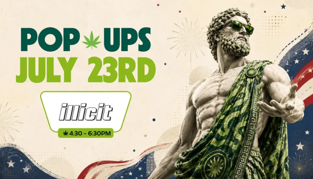 Illicit returns to Theo Cannabis in Franklin Park NJ for a July 23rd pop-up running 4:30 to 6:30 PM