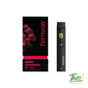 Fernway Alpine Strawberry recyclable vape with box at Theo Cannabis