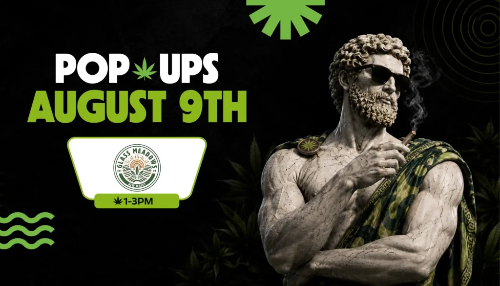 Glass Meadows pop-up at Theo Cannabis, Franklin Park NJ, August 9th, 1 to 3PM